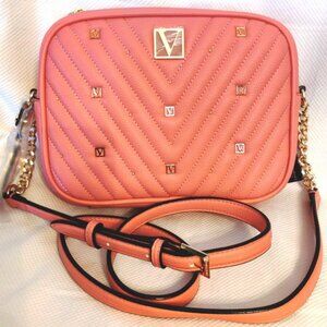 Victoria's Secret V-Quilt Small Camera Crossbody Bag in Hot Peony (Coral) NWT